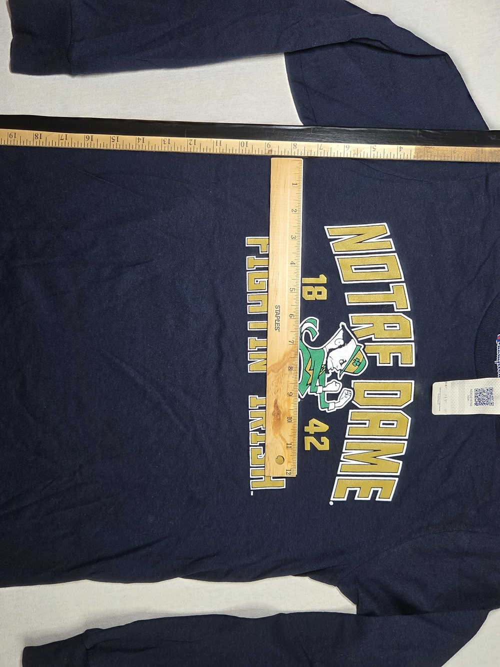 Champion Notre Dame Fighting Irish Navy Boys Youth YM Long Sleeve Shirt